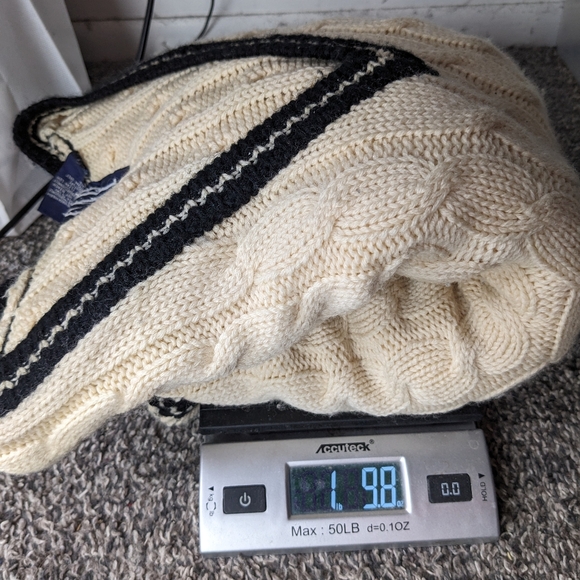 Vintage 90s Gap Sweater Tennis Cricket Wool Cable Knit V Neck Ivory Mens Large - Picture 11 of 11